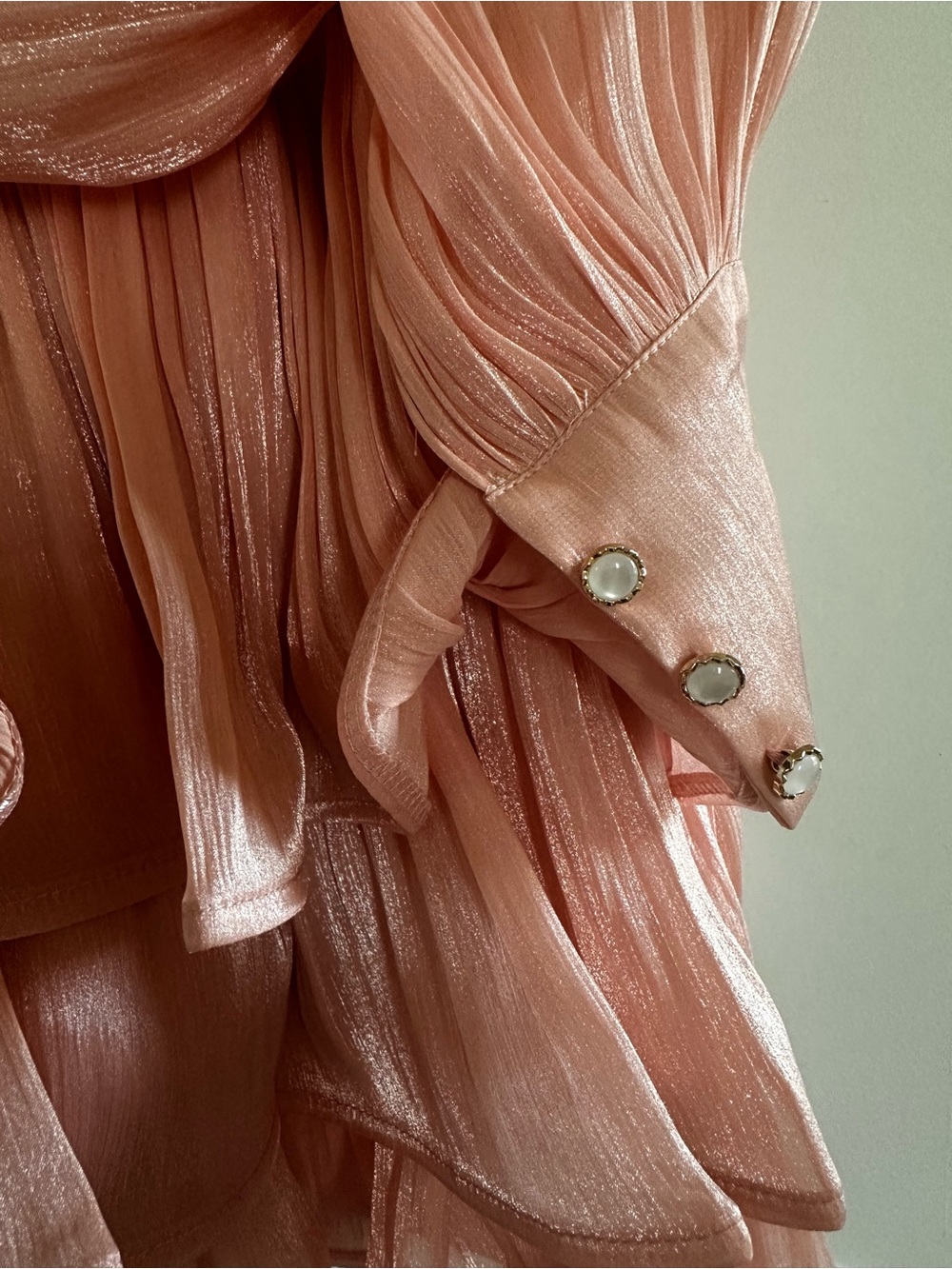 High-Neck Pink Ruffle-Trim Mini Dress - Picture 5 of 7